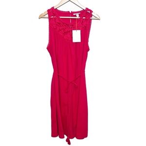 New with Tags Knox Rose Womens Cupid Red Lace Chest Panel Belted Chic Mini Dress